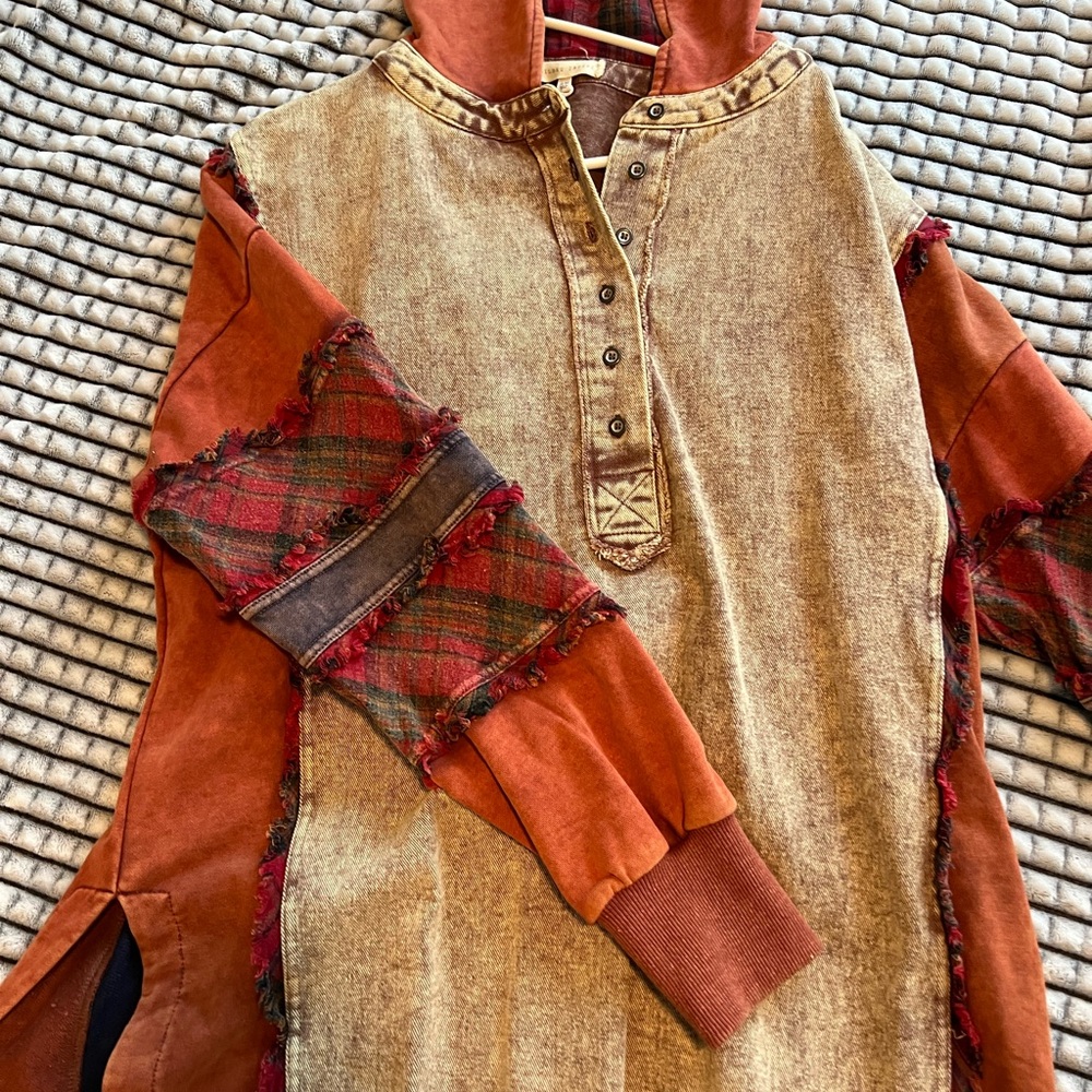 Gilded Intent Red and Tan Plaid Hoodie